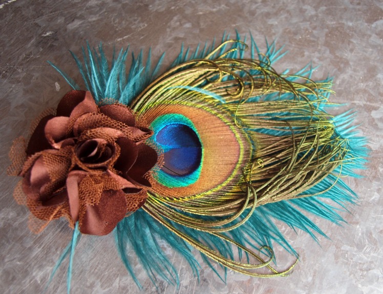Peacock Feather Hair Accessory